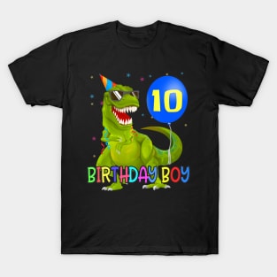 10 Years T-Rex Dino Boy 10Th Birthday Party T-Shirt